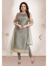 Grey Colour NF Churidar Festive Wear Bamboo Silk Ready Made Churidar Salwar Suit 466